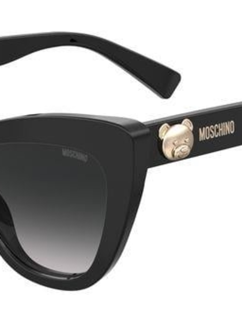 Nwt Moschino Black Cat-Eye Sunglasses with Gold Teddy Accent